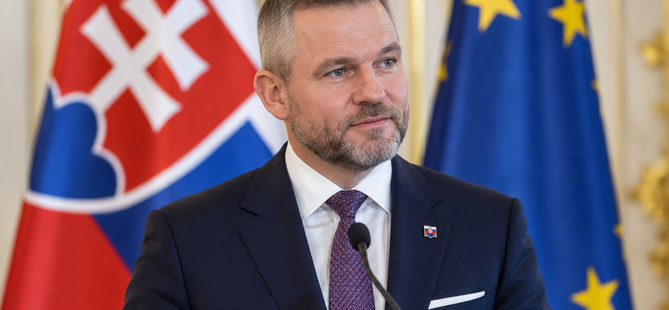 Formalny portret Petra Pellegriniho pri prihovore
