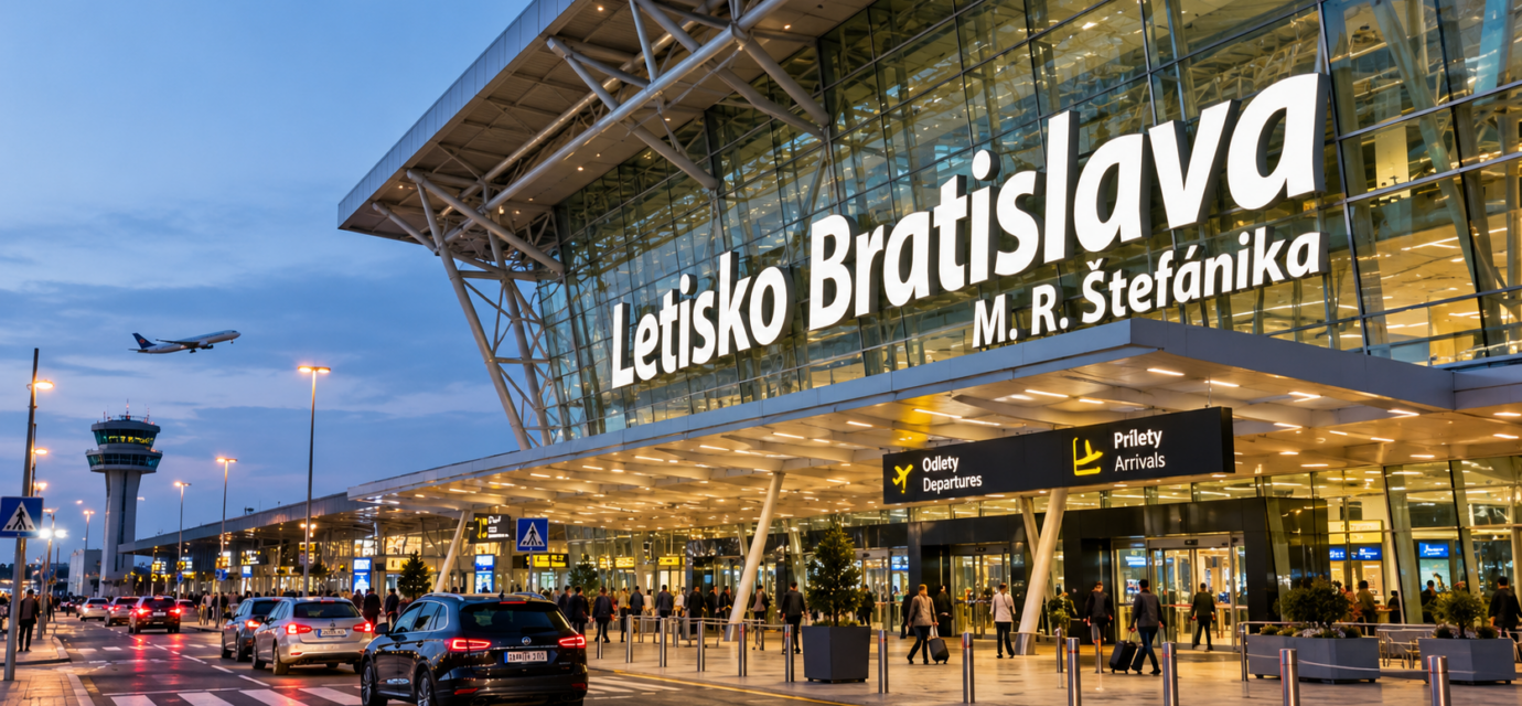 Letisko Bratislava za sumraku