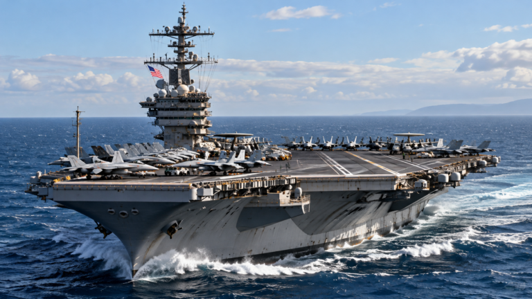 Modern Aircraft Carrier at Sea