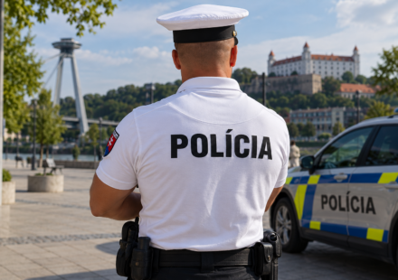 Policajt s vyhladom na Bratislavu