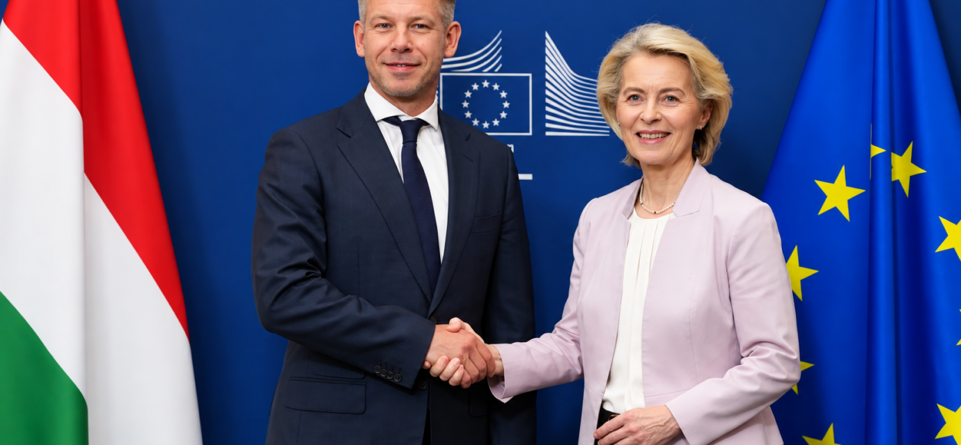 Slavnostne diplomaticke podanie ruk pri vlajkach