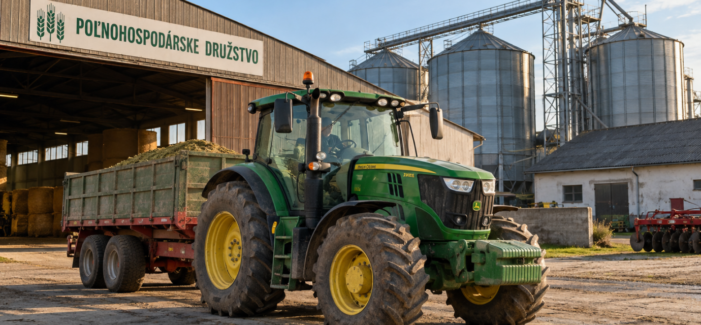 Traktor pred polnohospodarskym druzstvom