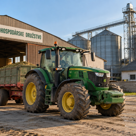 Traktor pred polnohospodarskym druzstvom
