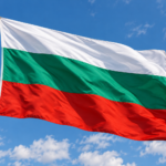 Vlajuca bulharska vlajka na oblohe